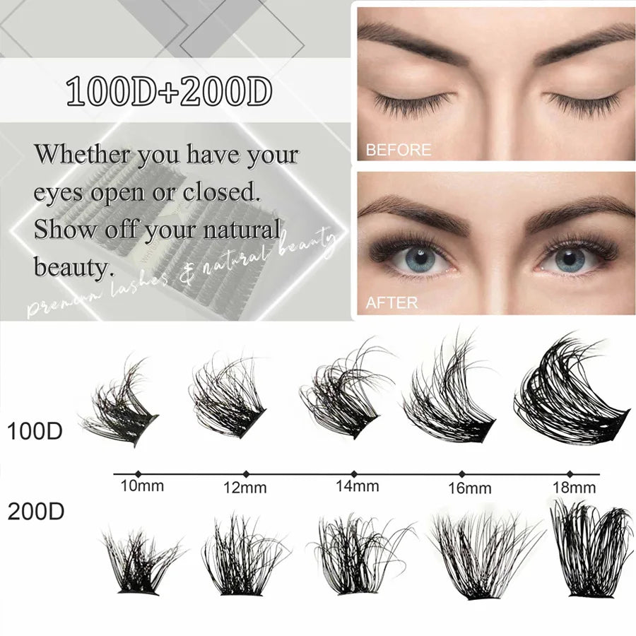10-18mm CurlyFluffy Thick Eyelash Extension Kit