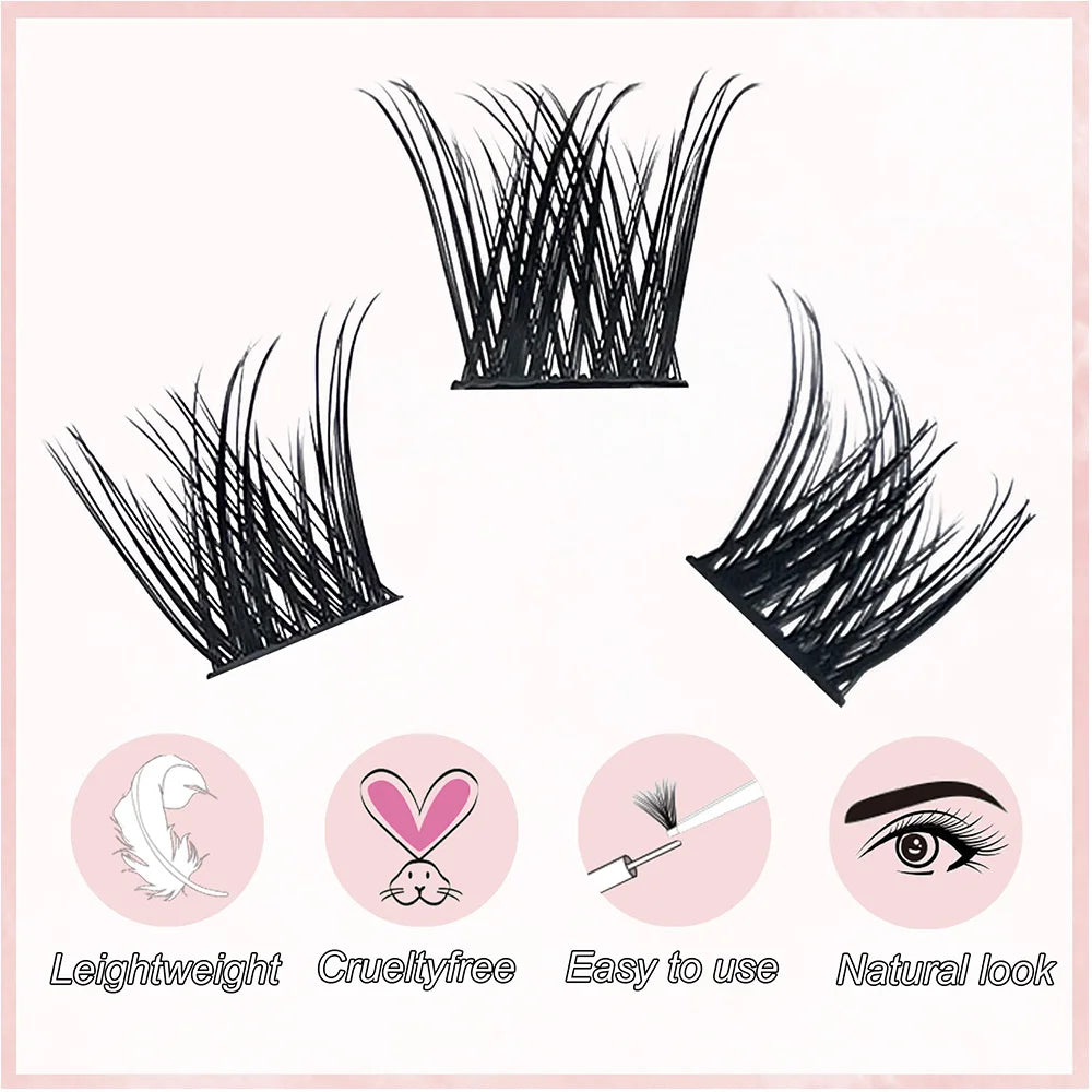 12 Lines Thin Band Cluster Lashes Tray With Acrylic Box