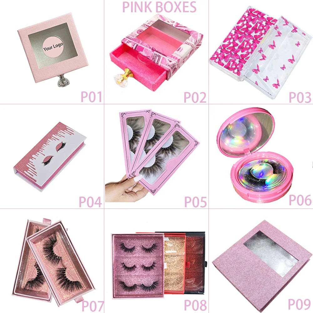Pink Lashes Glitter Box With