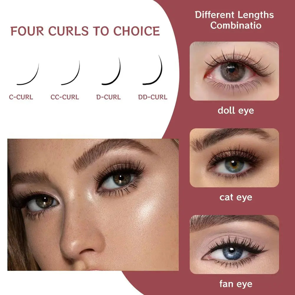 320pcs 30D 40D Individual DIY Eyelash Extension Kit long lasting 7-10 days cluster lashes set