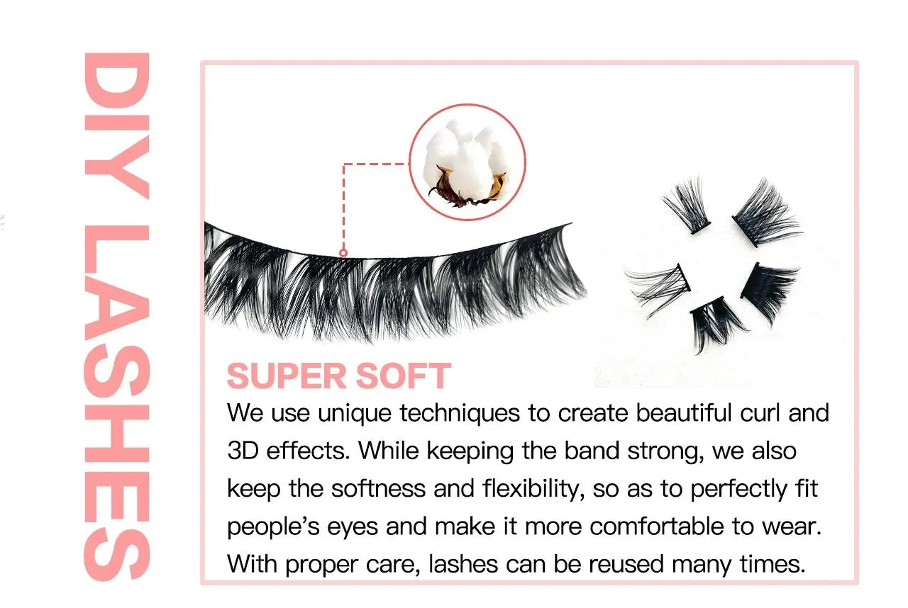 DIY Cluster 3D Soft Cluster Lashes Extensions Kit Segment Eyelash Extension Set