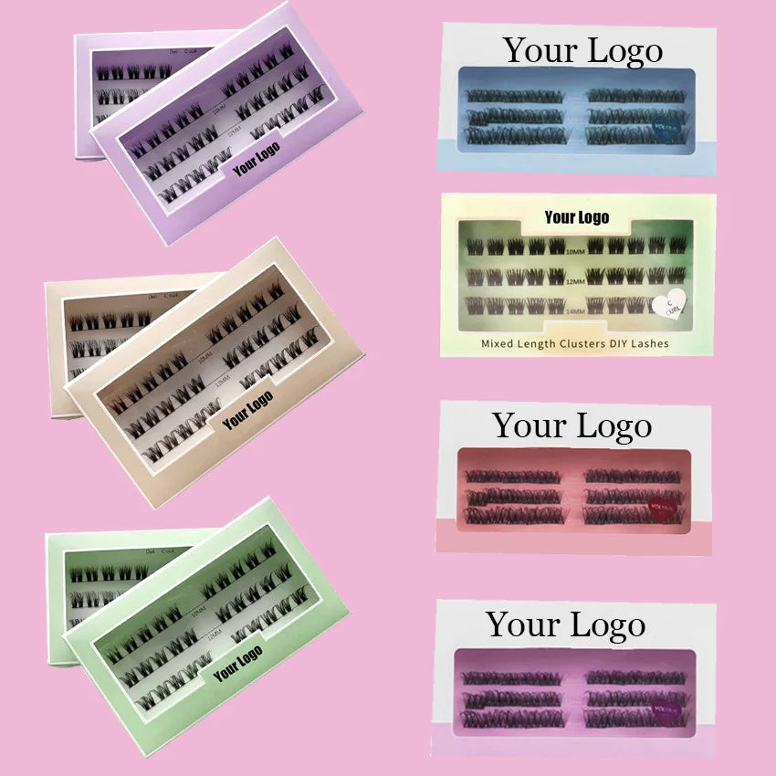 DIY 8mm-16mm C D Curl Super Thin Band Colorful packaging boxes Eyelashes Extension