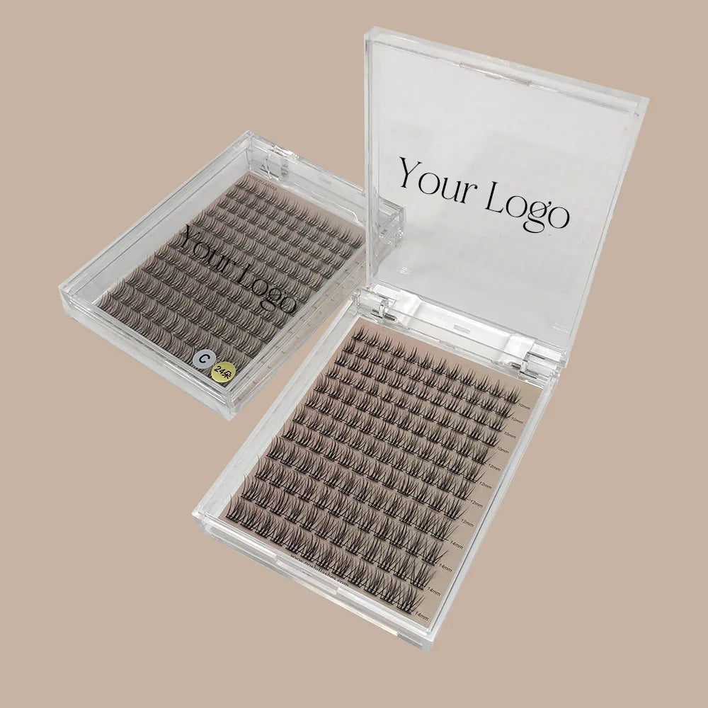 12 Lines Thin Band Cluster Lashes Tray With Acrylic Box