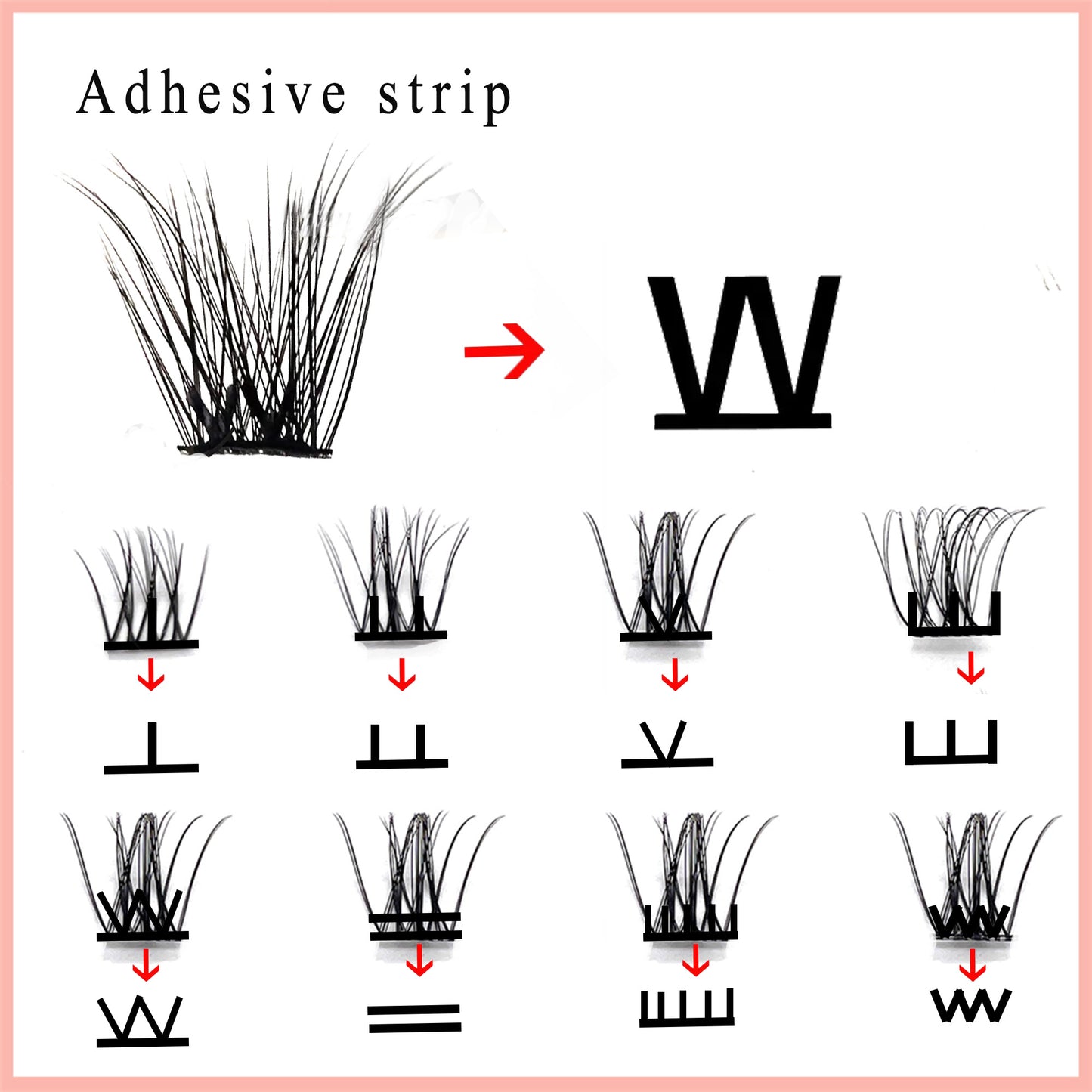 Self adhesive lash strips no glue