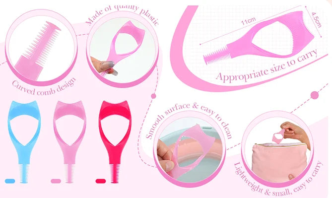 Wholesale Plastic Colorful 3 IN 1Eyelash Comb