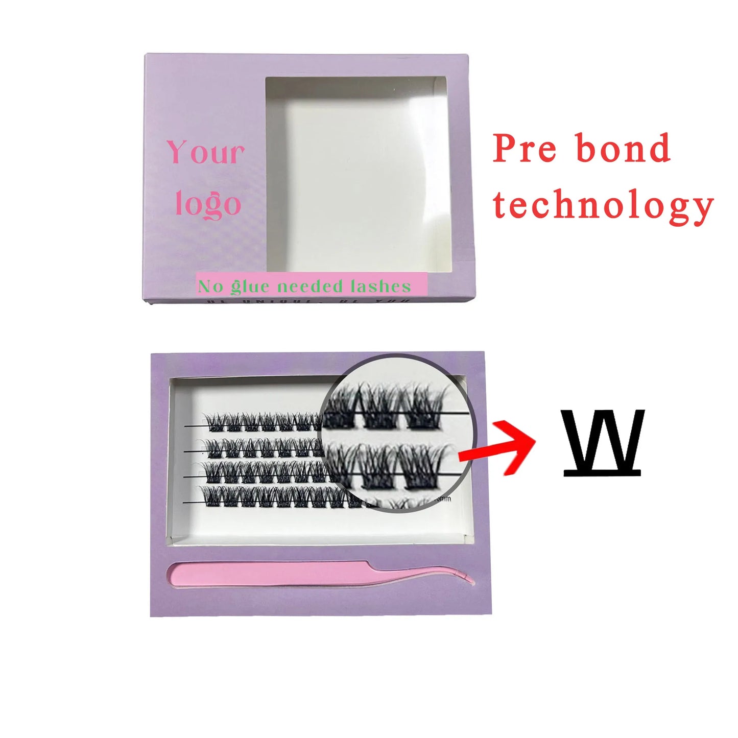 No glue needed lashes kit with tweezers