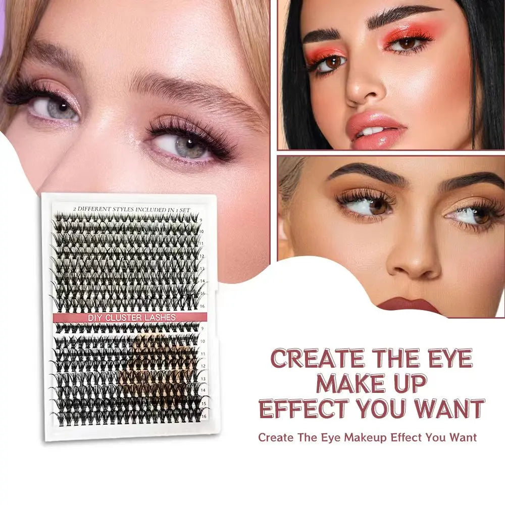 320pcs 30D 40D Individual DIY Eyelash Extension Kit long lasting 7-10 days cluster lashes set