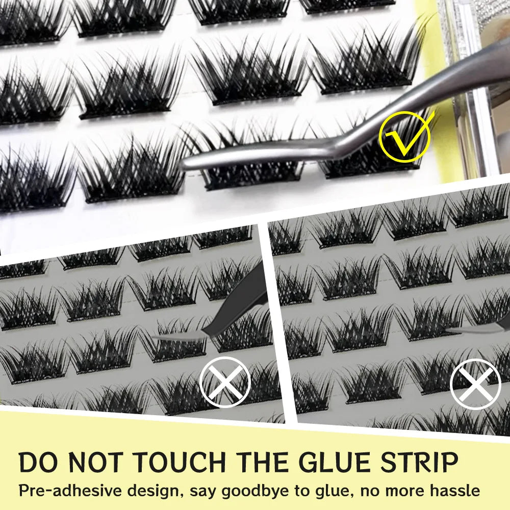 ReusableCat Half Eye Pre-cut Press-on False Eyelash Clusters Kit
