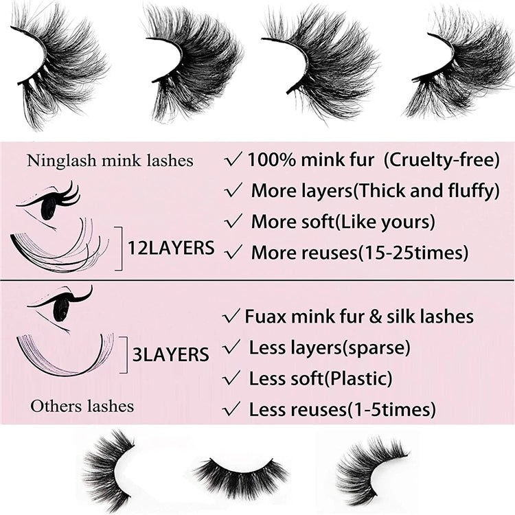 100% Mink Eyelashes 25mm Lashes
