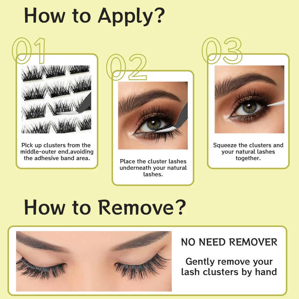 ReusableCat Half Eye Pre-cut Press-on False Eyelash Clusters Kit