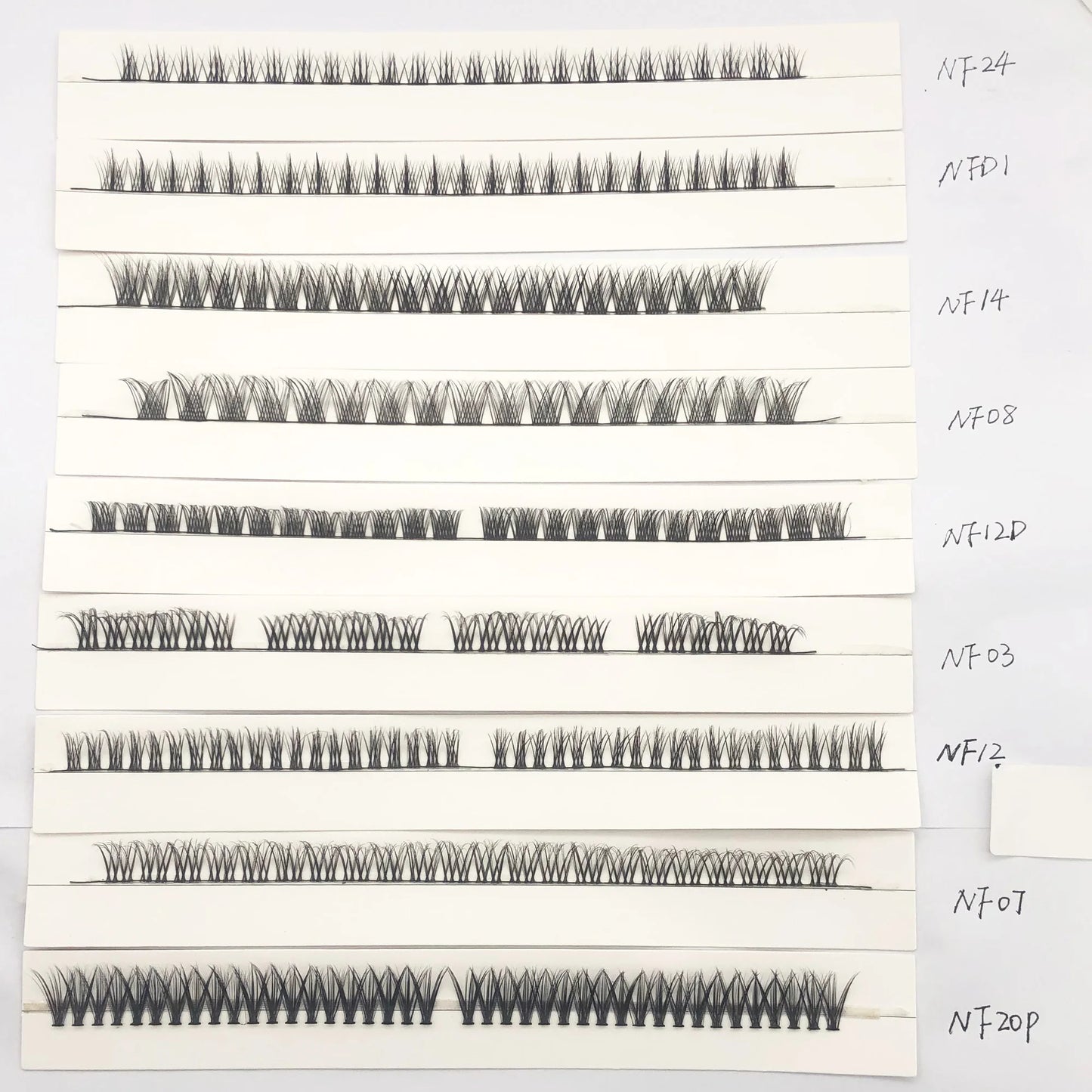 12 Lines Thin Band Cluster Lashes Tray With Acrylic Box