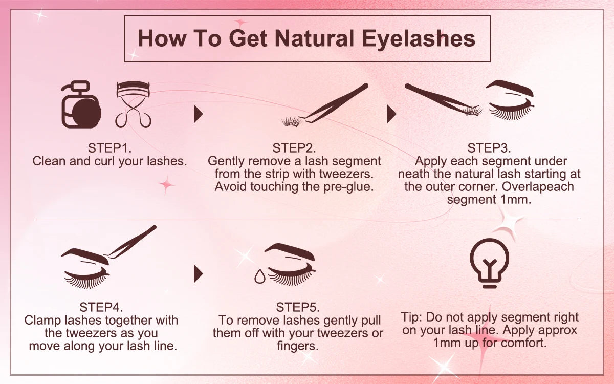Natural Reusable Strong Self Adhesive Clusters Eyelashes