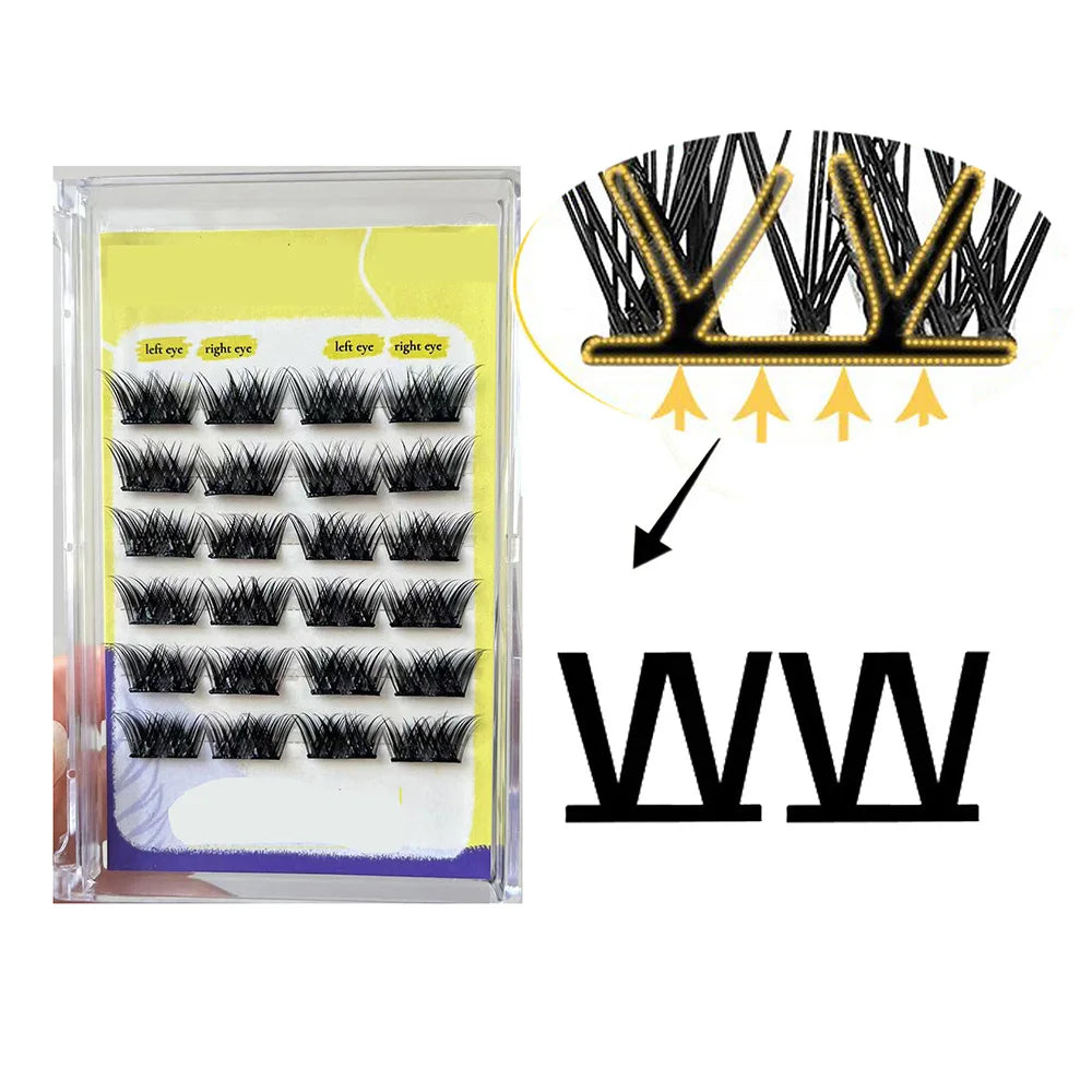 ReusableCat Half Eye Pre-cut Press-on False Eyelash Clusters Kit