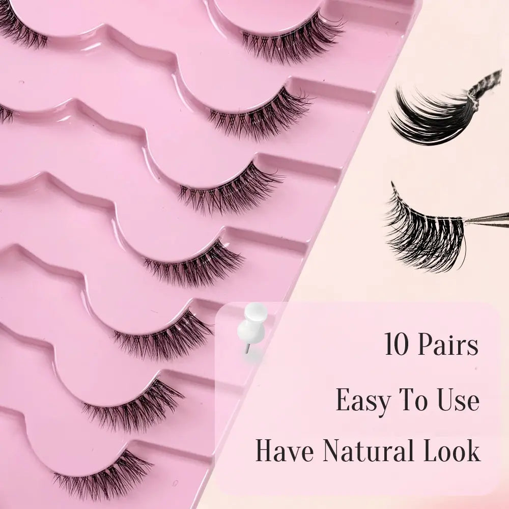 Pestanas Postizas Naturales Medias Pestanas Postizas Wispy Pestanas Ojo De Gato 10 Pares Cat Eye Lashes Suave Half Lashes