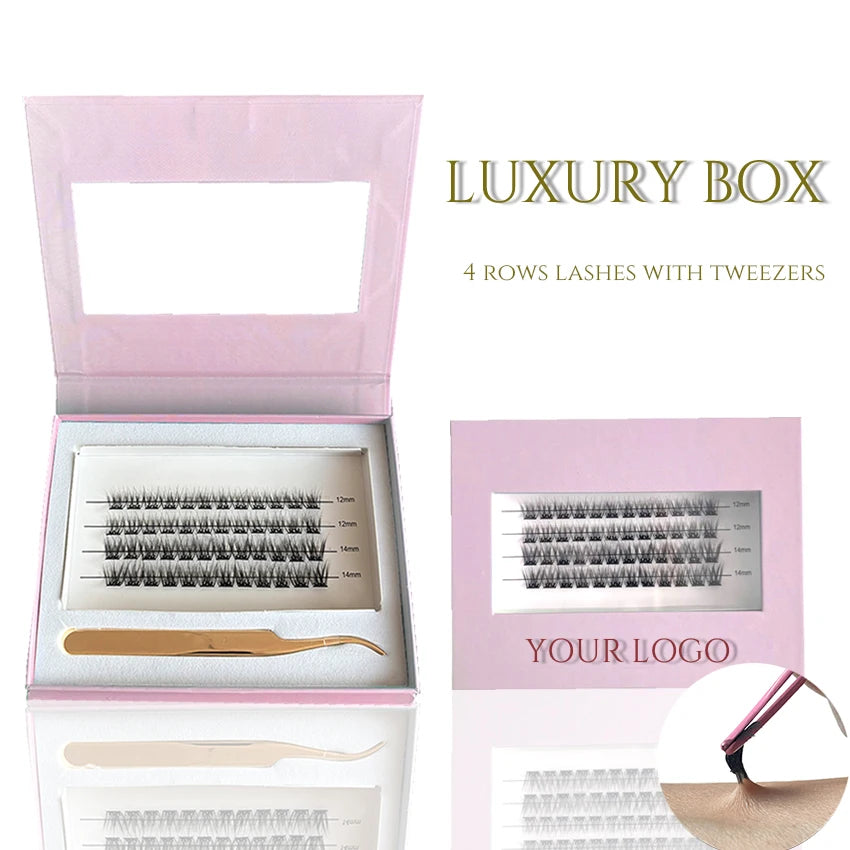 With Tweezer Reusable Pre-bond Glueless Mega Cluster Lashes Kit