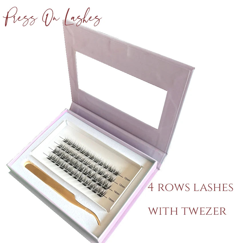With Tweezer Reusable Pre-bond Glueless Mega Cluster Lashes Kit