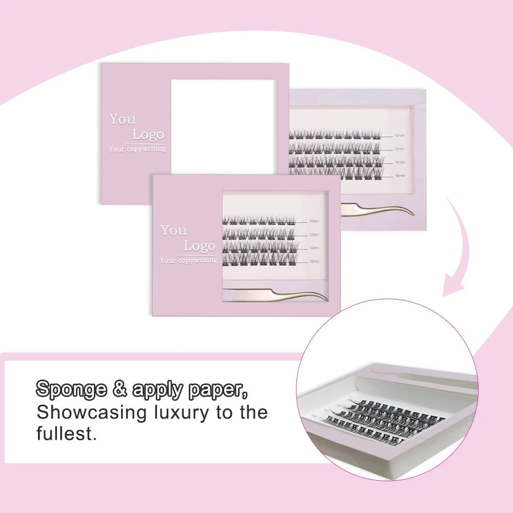 Pre-glued self adhesive cluster lash set