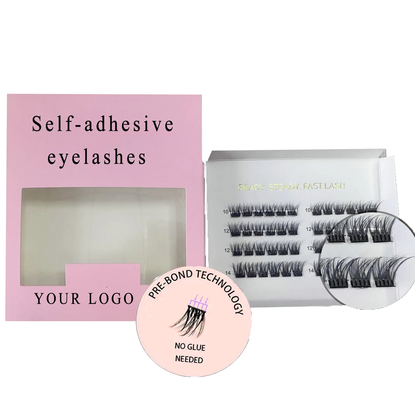 Reusable self-adhesive eyelashes pre bond