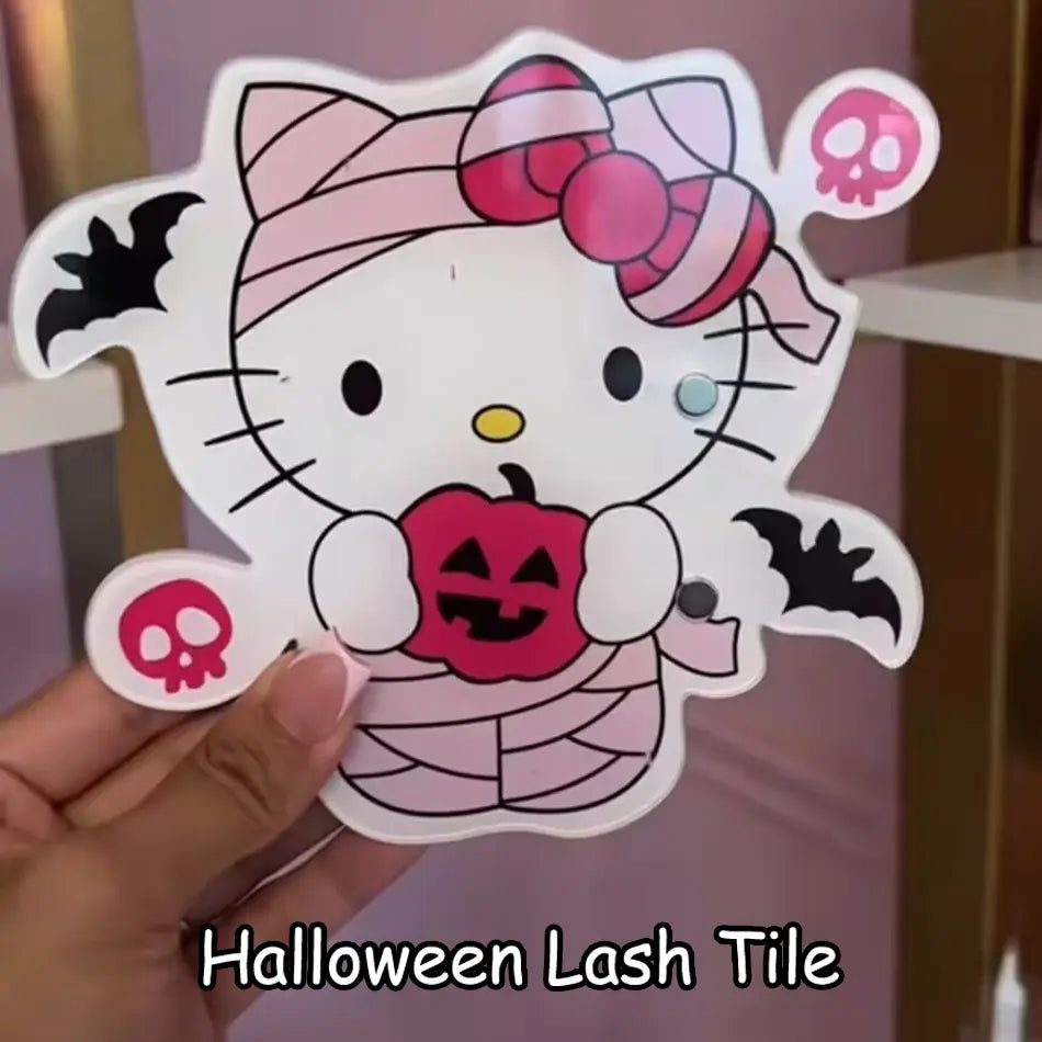 Cute Hello Kitty Lash Pallet Tile Bow Magnetic Lash Extensions Eyelash Tiles Custom Halloween Acrylic Lash Tiles