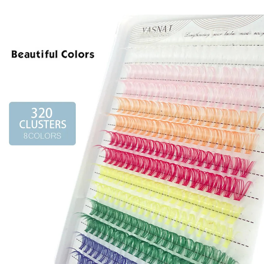 Colorful DIY Cluster Segmented Eyelash Soft Colored Lashes 14-16mm Mixed 8 Colors Wholesale Colored Lashes Extension Eyelash