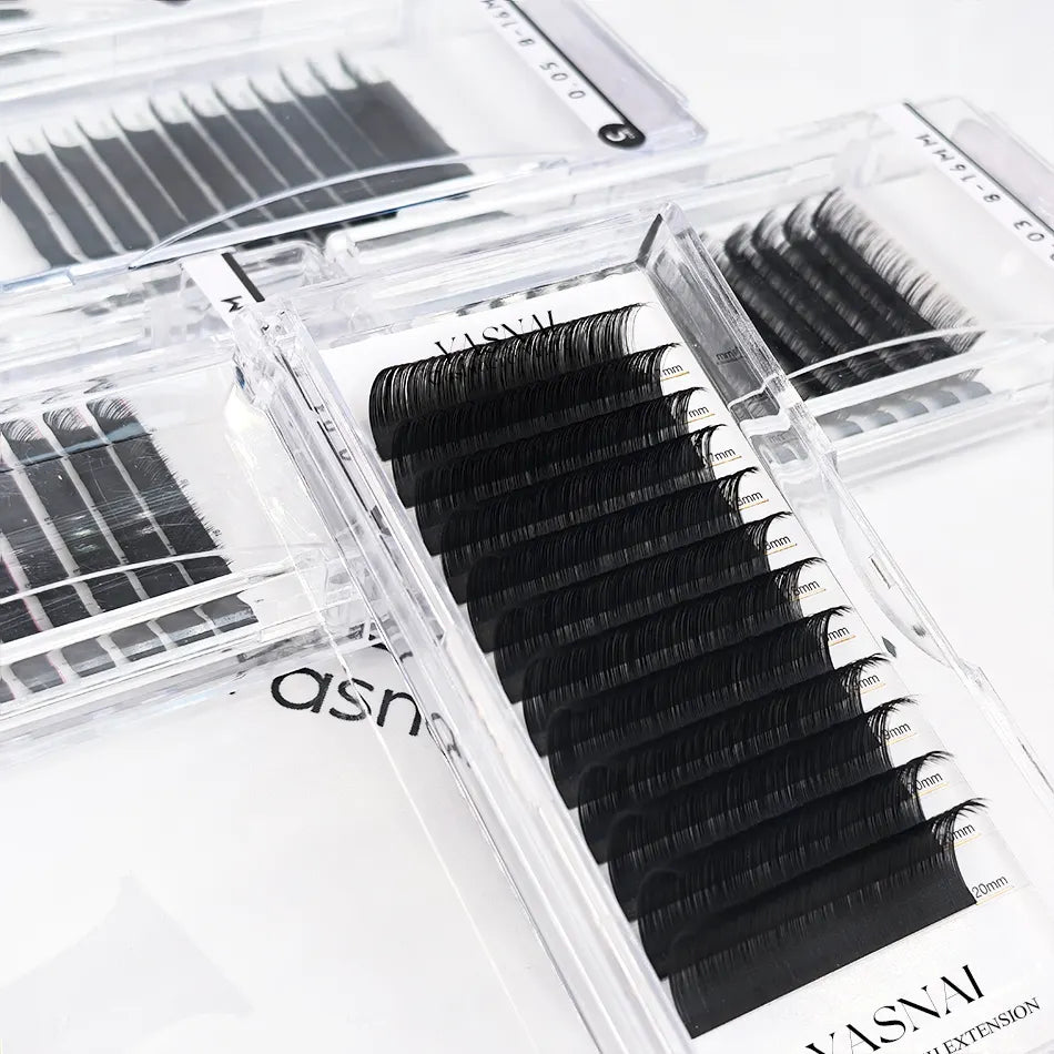 Korean PBT Private Label Super Soft Lash Extensions Cashmere Mega Matte Volume Lash Trays