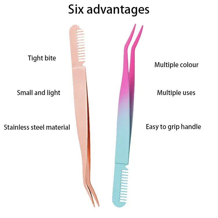 Beauty Tools 2021 Popular Pink White Black Eyelash Curler With Comb Slanted Eyebrow Tweezers