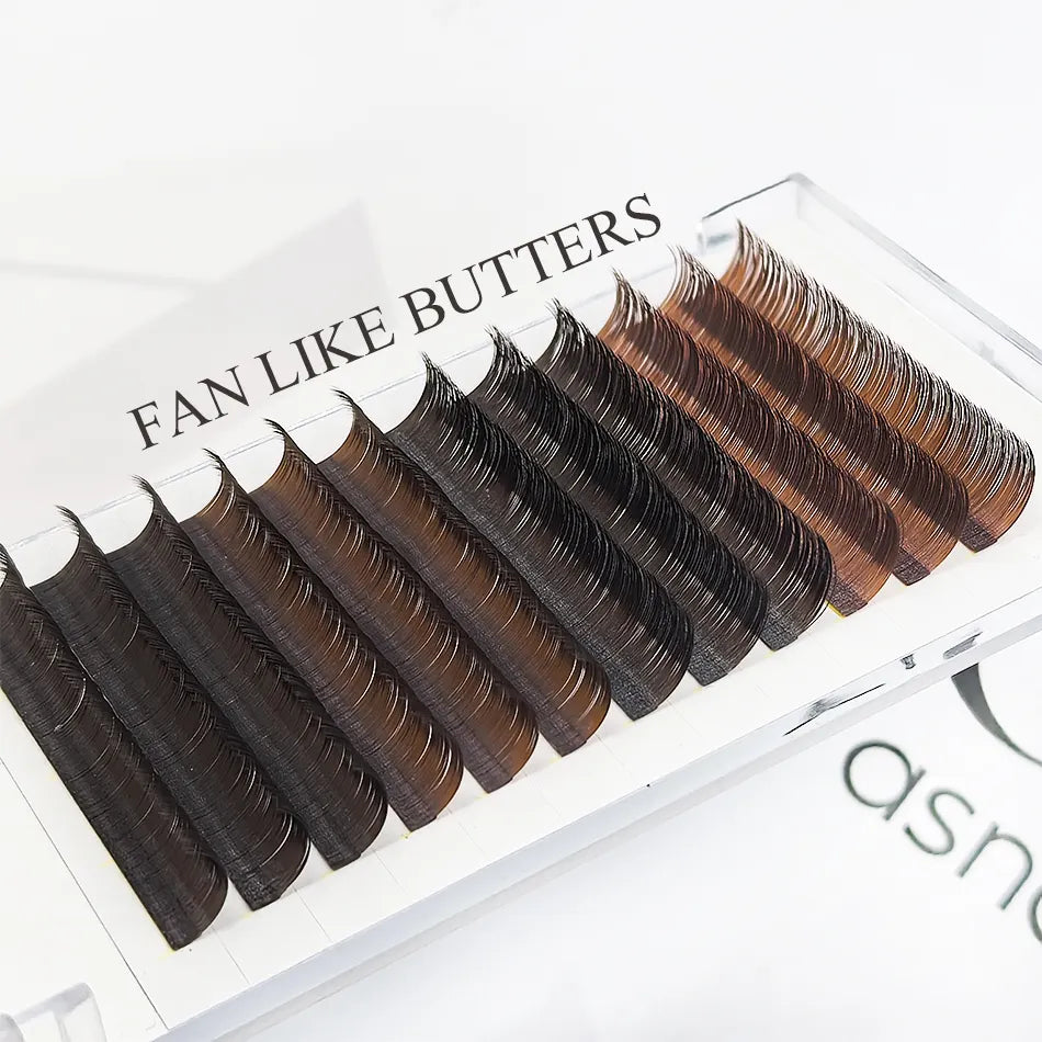 YASNAI Dark Brown Volume Lash Extensions Trays L M Curl Brown Easy Fan Lashes Extension Supplier