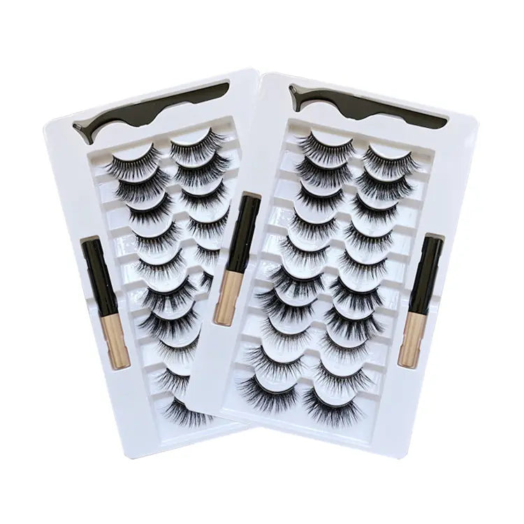 Top Selling 10 Pairs Magnet Eyelashes 5 Magnetic Wholesale 3D False Eyelashes Reusable False Magnetic Eyelashes Kit