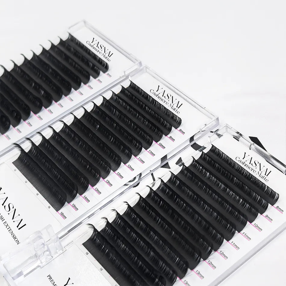 Korean PBT Private Label Super Soft Lash Extensions Cashmere Mega Matte Volume Lash Trays