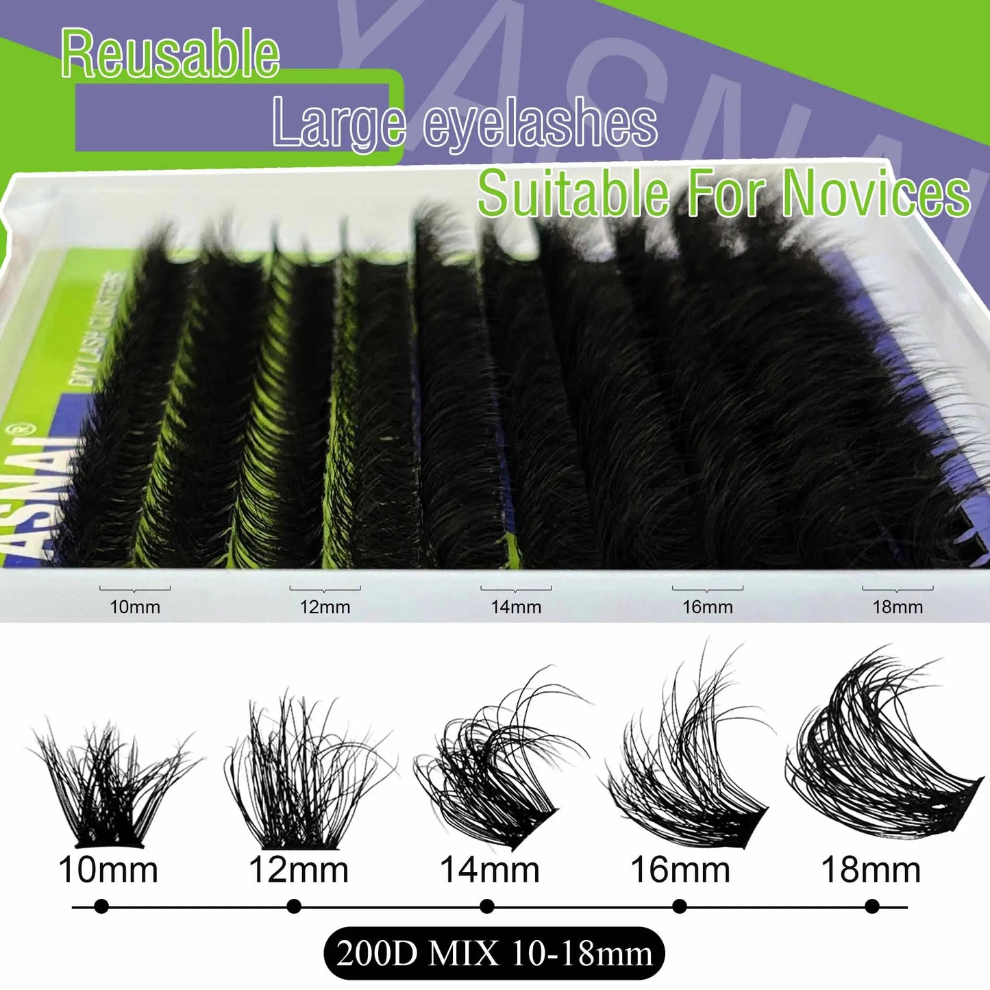 200D Volume Eyelash Clusters 14-20mm Wispy Individual Lashes D Curl Cluster Eyelash Extensions Fluffy Thick Lash Clusters