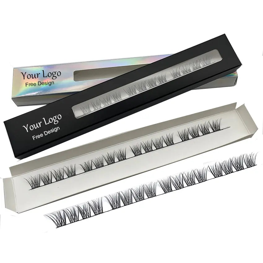 Wholesale Individual Cluster Lashes Ribbon Eyelash Extension DIY Custom Package Soft Lashes Superfine Band Lashes Kit