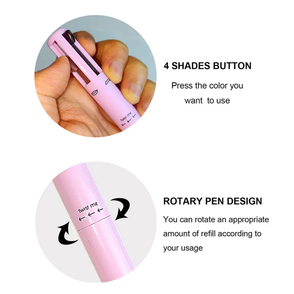 Wholesale Private Label 4-in-1 Makeup Pen (Eye Liner , Brow Liner, Lip Liner Highlighter Pen) Travel Makeup Pencil