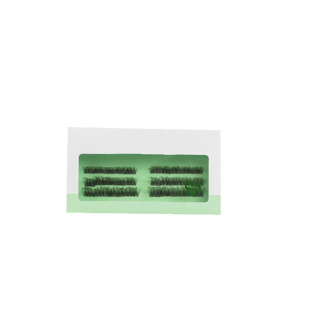 Pre-cut New DIY Segmented Lashes Faux Mink Ultra Thin Clear Band Green Package