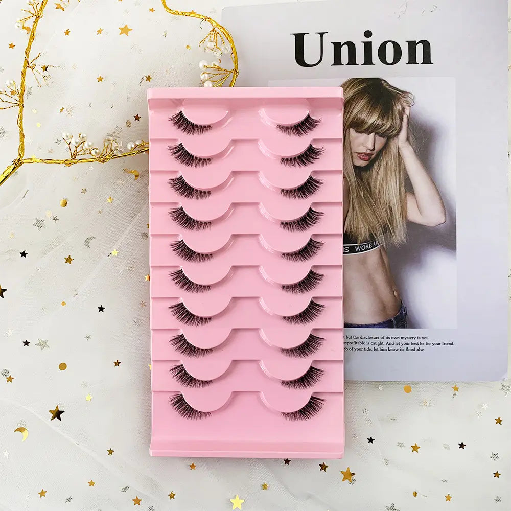 Pestanas Postizas Naturales Medias Pestanas Postizas Wispy Pestanas Ojo De Gato 10 Pares Cat Eye Lashes Suave Half Lashes