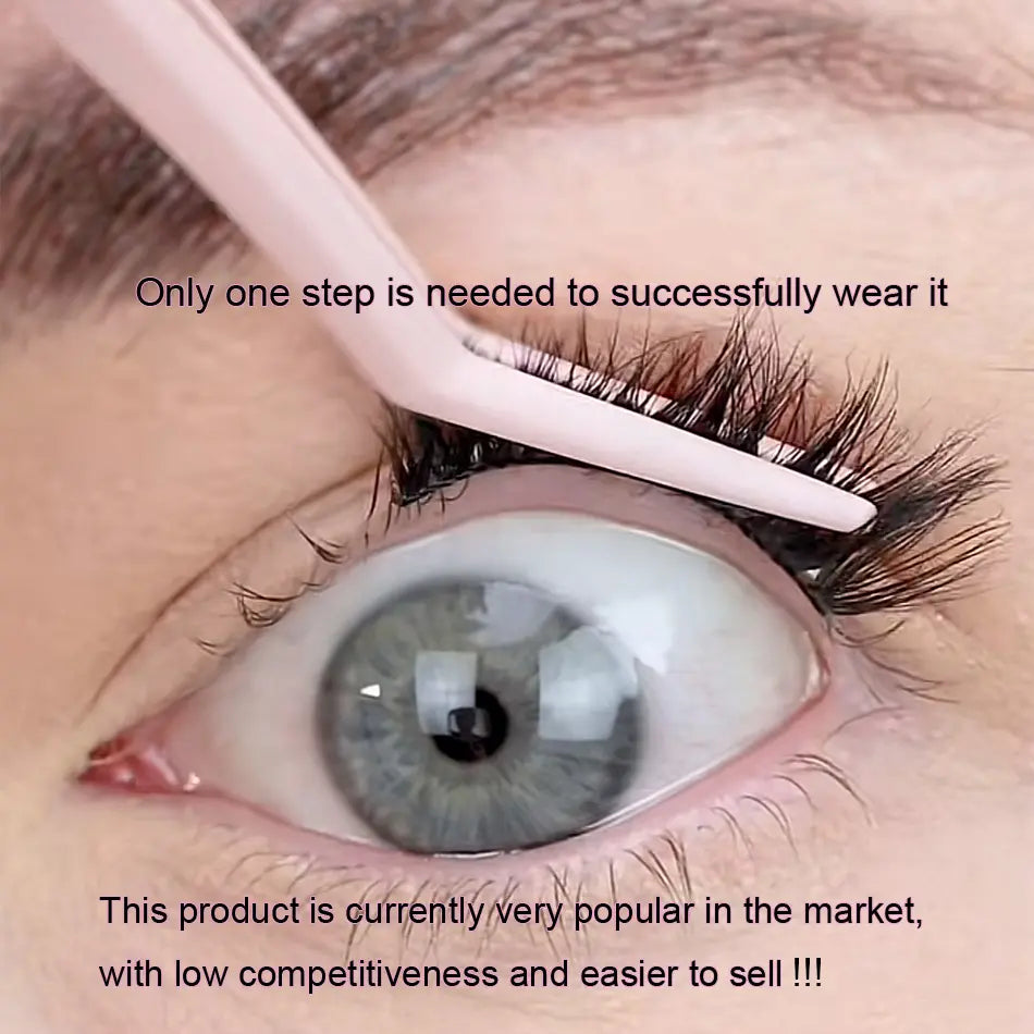 1 Step Waterproof Prebonded Half Lashes Super Strong Preglued Lashes 3D Korean Silk Pre Glue Half Lash