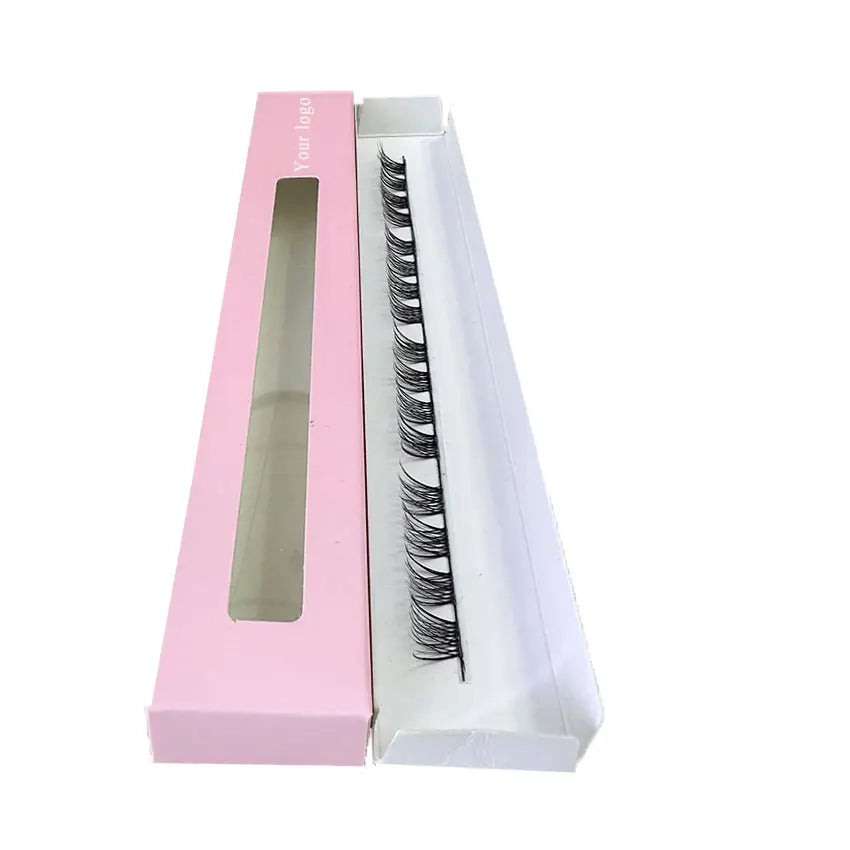 Super Thin Single Line Black Stem Segmented Eyelashes Wear Natural Ribbon Lashes Extensions With Colorful Box