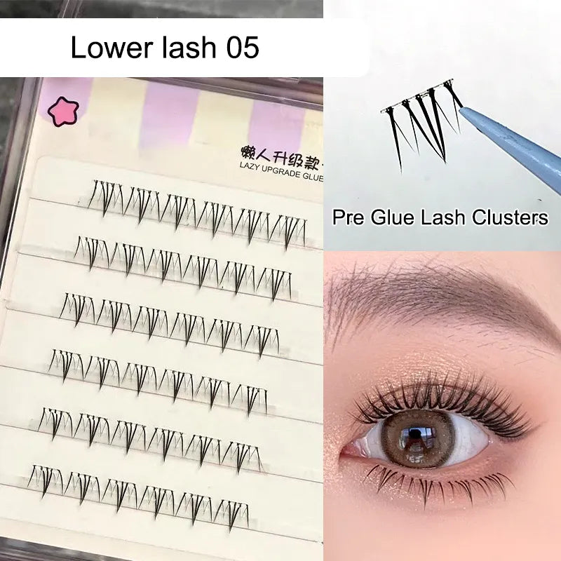 Beginners Reusable Pre-Glued Eyelashes Comic Press on Lashes No Glue Needed Self Adhesive Fairy Lash Clusters