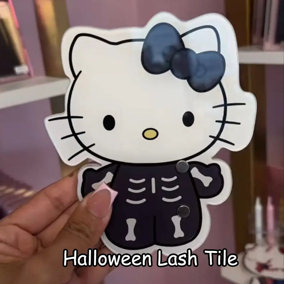 Cute Hello Kitty Lash Pallet Tile Bow Magnetic Lash Extensions Eyelash Tiles Custom Halloween Acrylic Lash Tiles