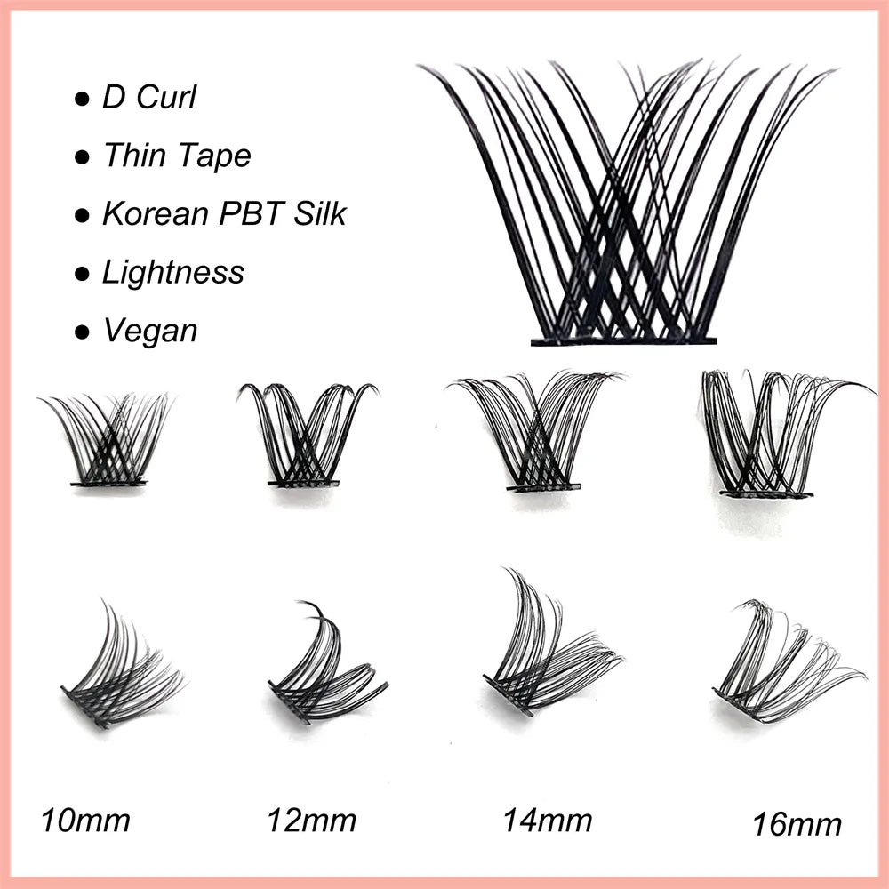 Private Label Free Design Wholesale Pre-cut Segmented Eyelash Kit Seal Bond and Tweezers Lashes Cluster Home Lashes