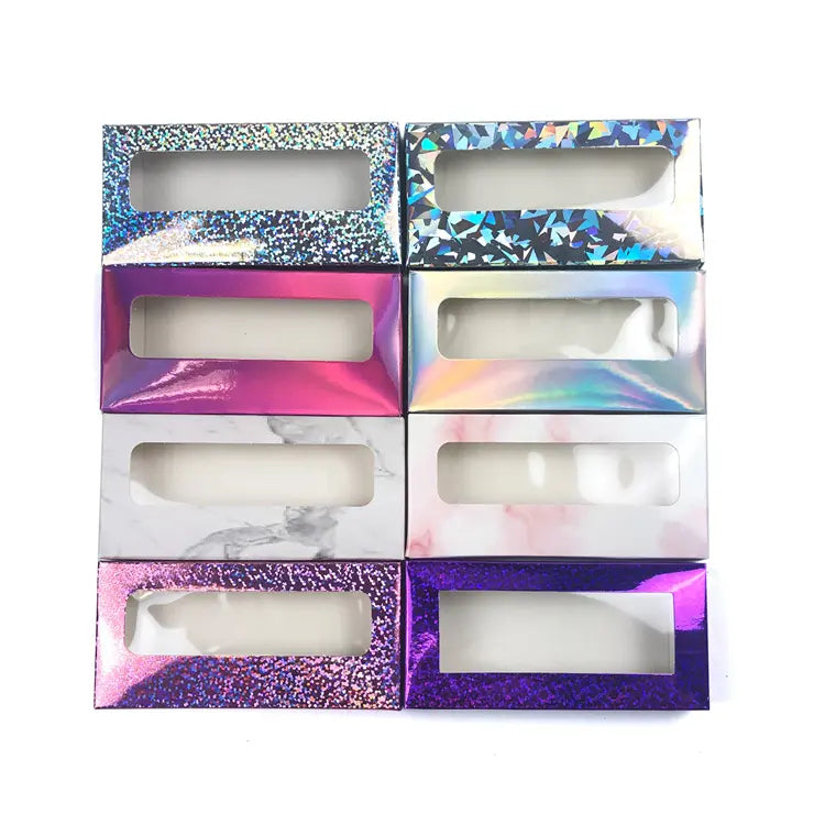 Spot Fast Delivery Color Paper Eyelash Boxes Heart Shaped Window Eyelash Boxes Yellow Rose Gold Orange Lash Box Case