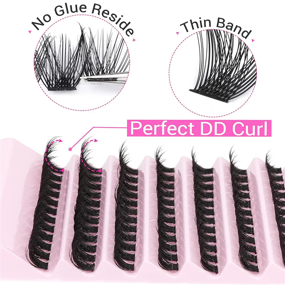 120pcs Cluster Eyelashes 8-16mm Wispy Individual Lashes Extensions Natural Look Lashes D Curl Fluffy Cluster Lashes