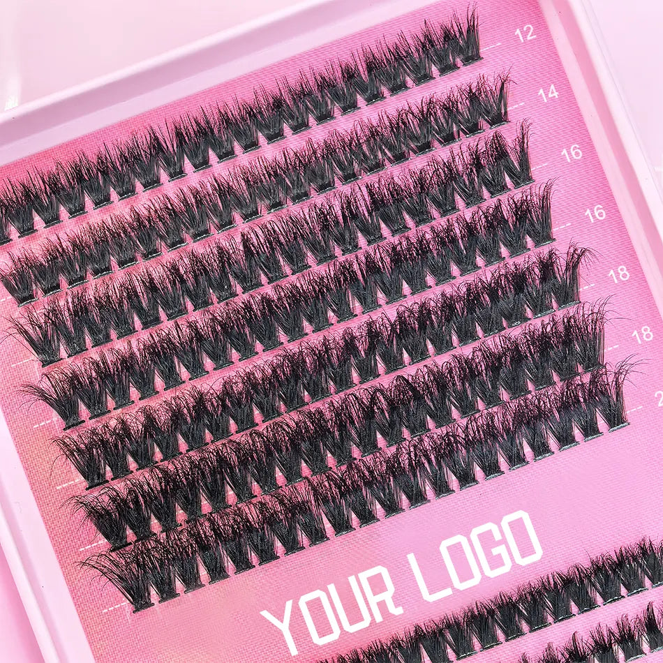 DIY Lash Extension for Beginners 100D 200D Lash Clusters Private Label Fluffy Thick Volume Eyelash Faux Mink Clusters Lash Book