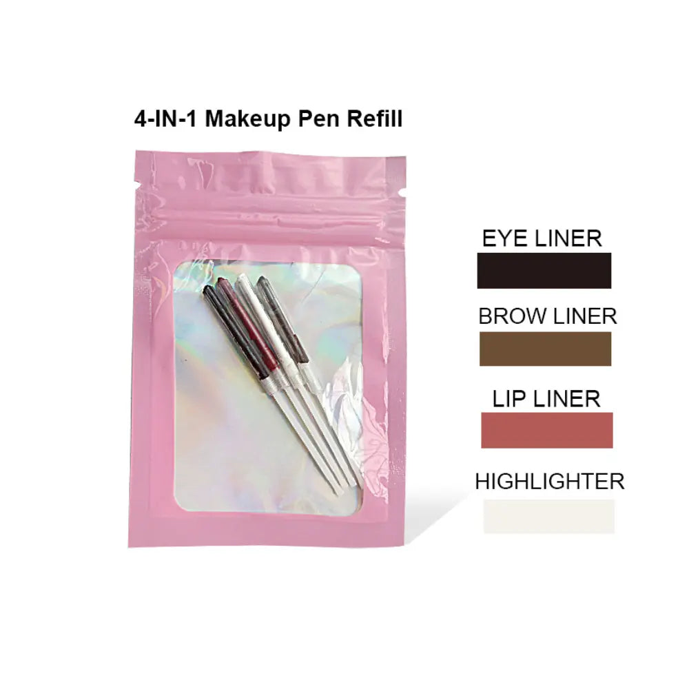 Wholesale Private Label 4-in-1 Makeup Pen (Eye Liner , Brow Liner, Lip Liner Highlighter Pen) Travel Makeup Pencil