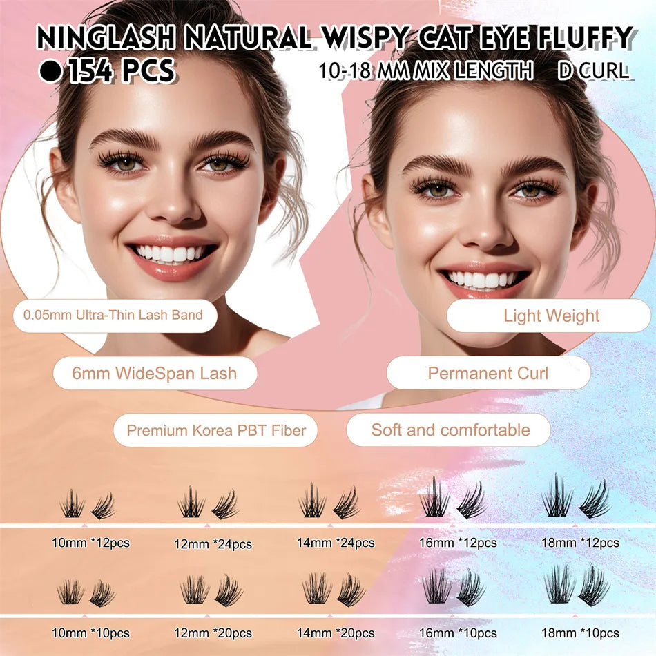 Korean PBT Eyelash Kit with Bond Remover - Soft & Comfortable for DIY/Professional Use