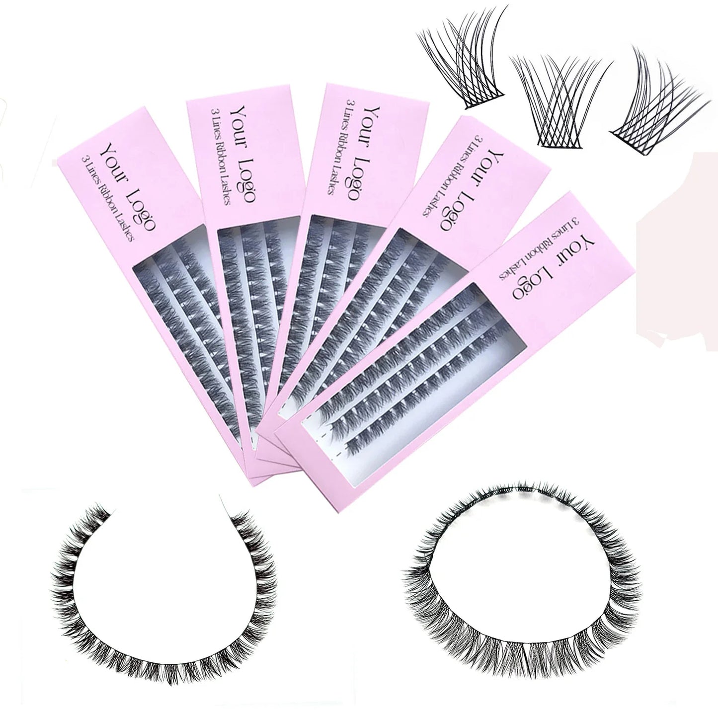 three rows ribbon eyelash extension diy soft lashes