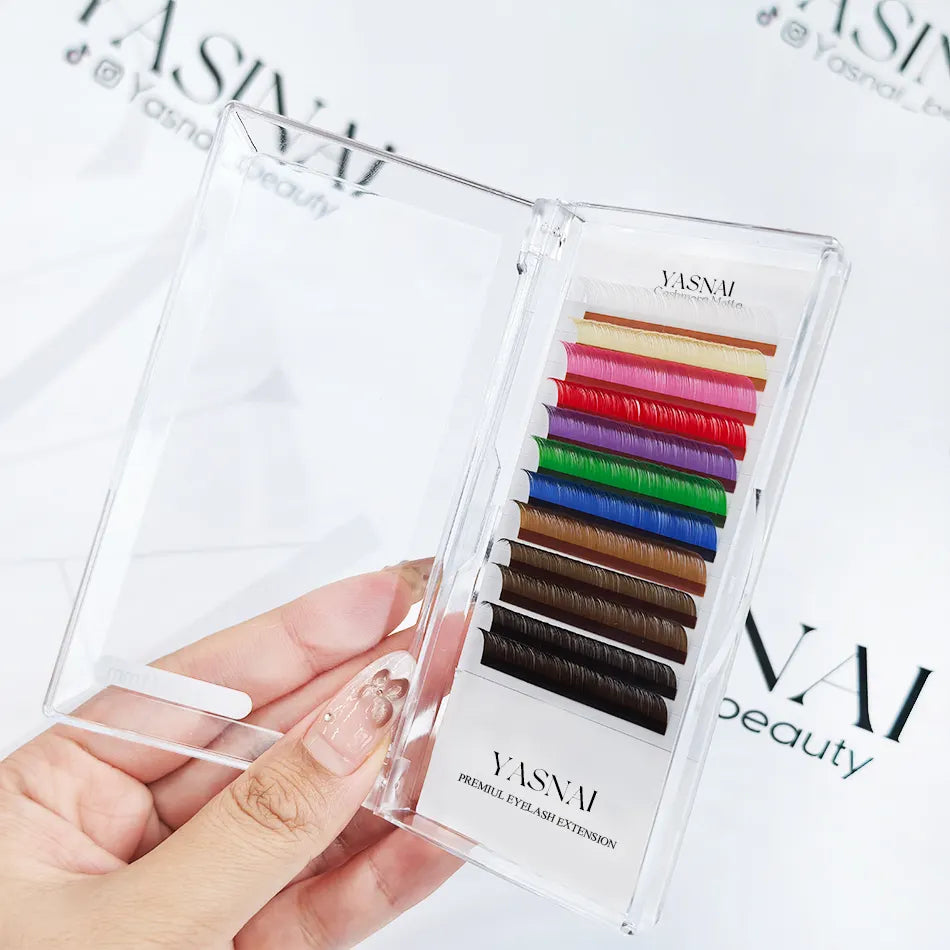 YASNAI Dark Brown Volume Lash Extensions Trays L M Curl Brown Easy Fan Lashes Extension Supplier