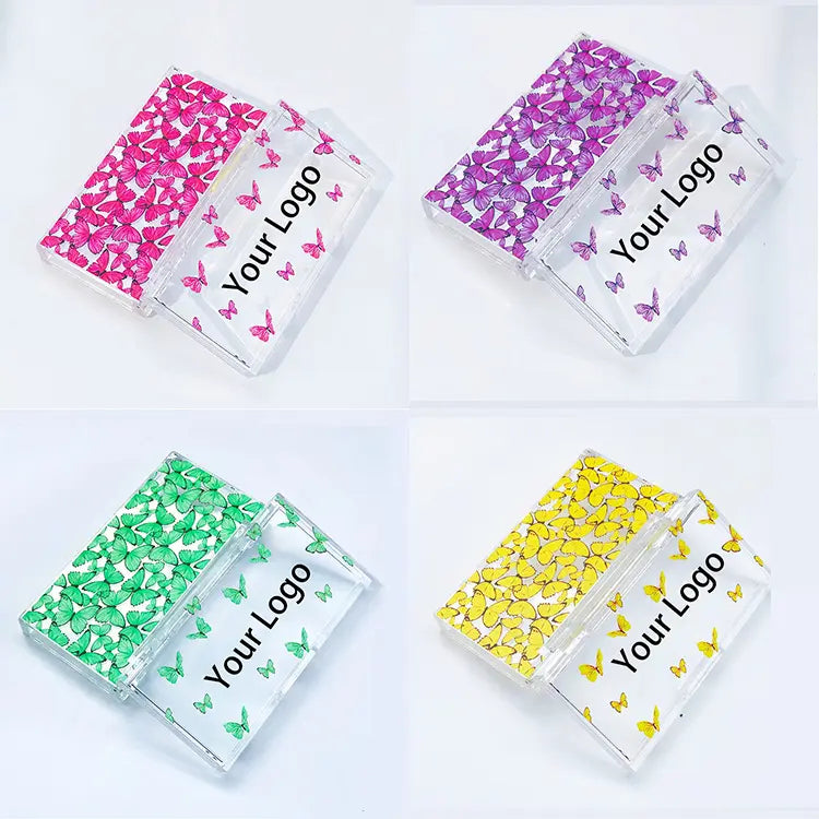 Eyelash Acrylic Butterfly Boxes Wholesale Private Label Acrylic Lash Box Clear Case Empty Customize Square Acrylic Lash Boxes