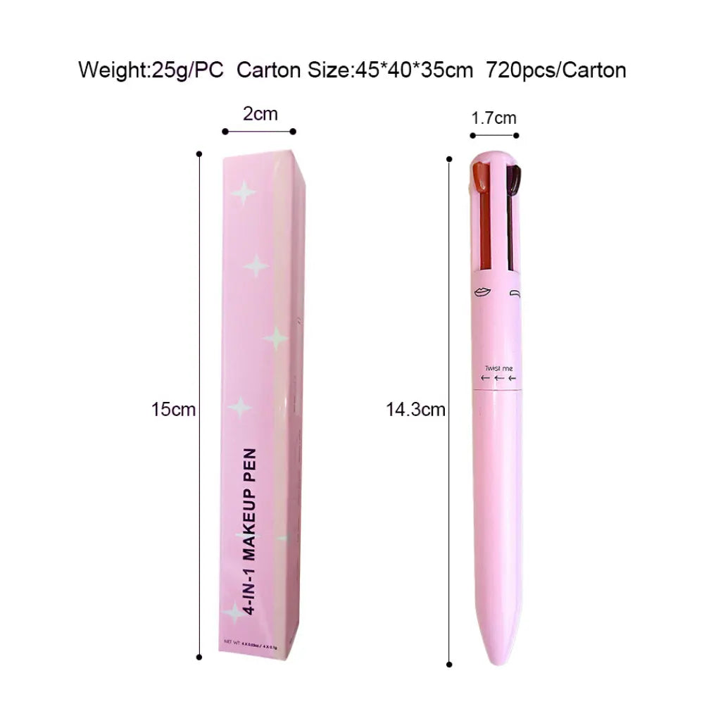 Wholesale Private Label 4-in-1 Makeup Pen (Eye Liner , Brow Liner, Lip Liner Highlighter Pen) Travel Makeup Pencil