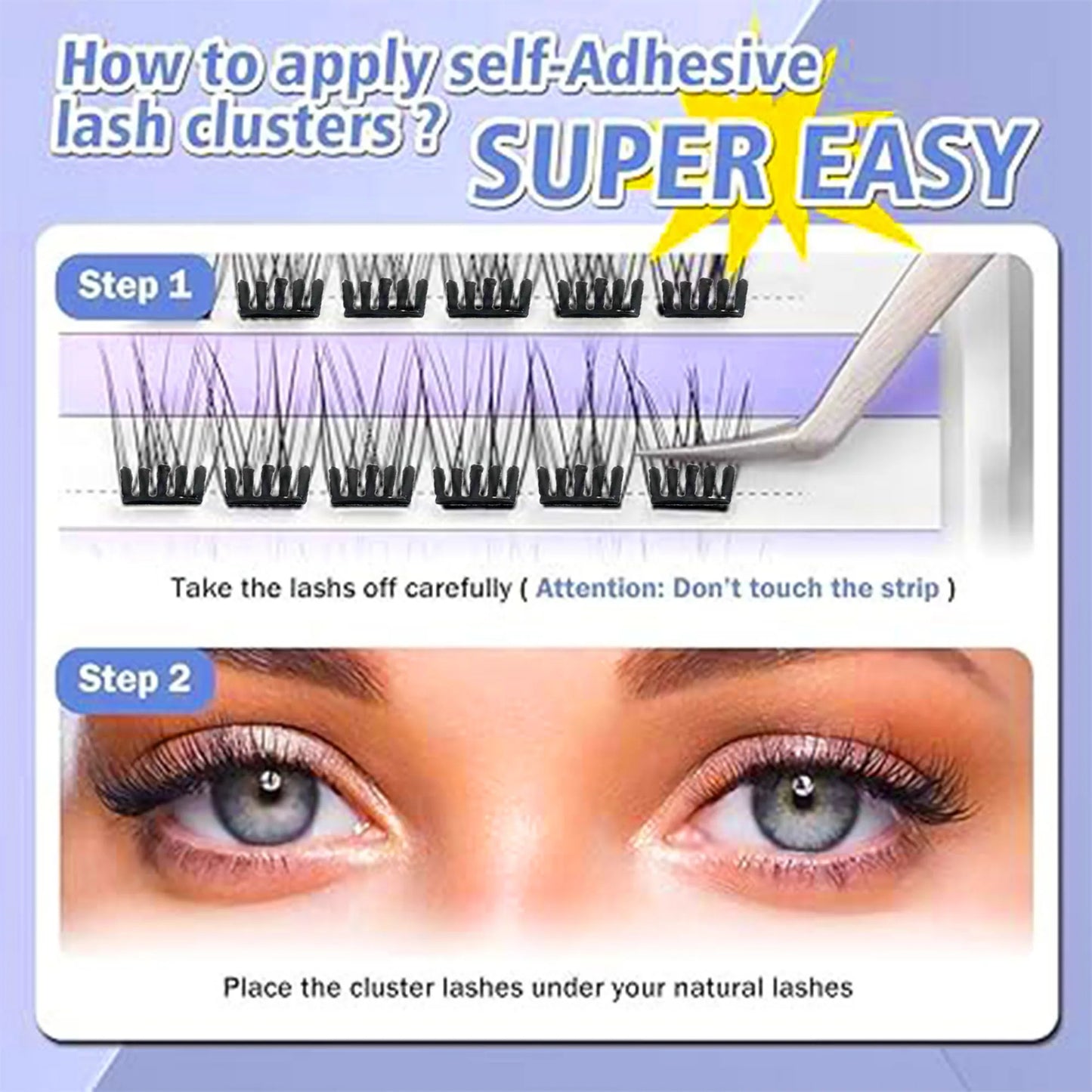 Reusable self-adhesive eyelashes pre bond