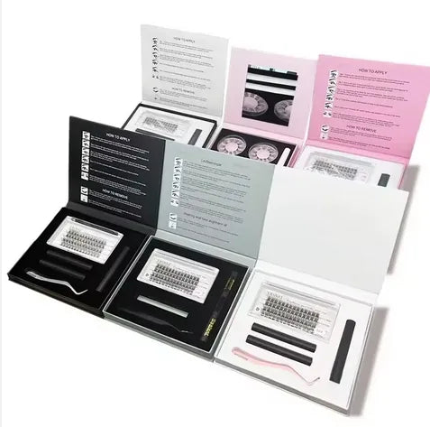 Wholesale New Private Label Eyelash Cluster Diy Lash Extension Kit Sealant and Bond Matte Lash Tray Segment Cluster Lashes Kit